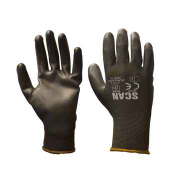 Product photograph of Scan Black PU Coated Gloves 